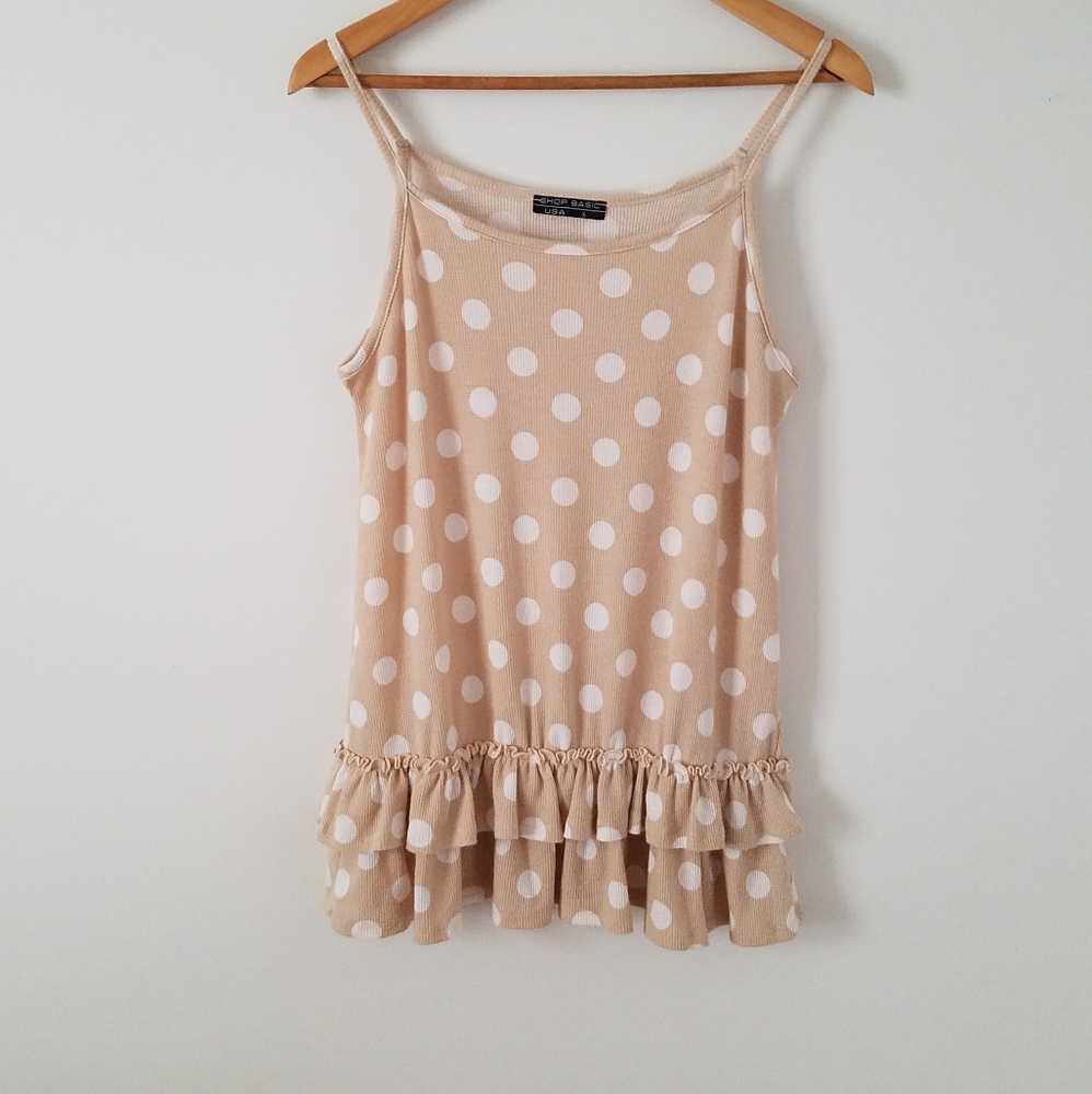 Polka Dot Ruffle Tank Top
